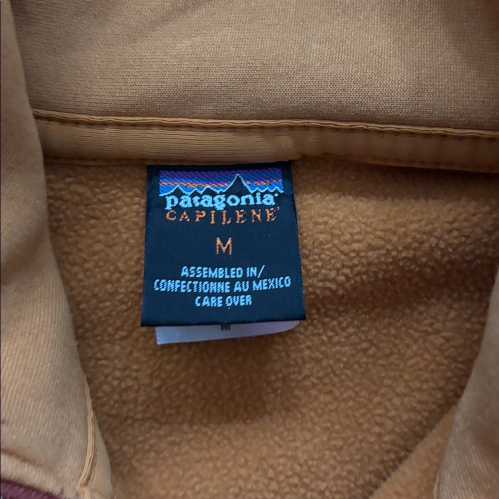 Patagonia Baselayer Capilene Orange Longsleeve Pullover Quarter Zip - Picture 2 of 3